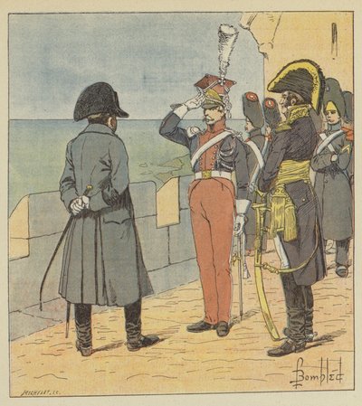 Napoleon receives Pioutowski on the island of Elba by after Louis Charles Bombled
