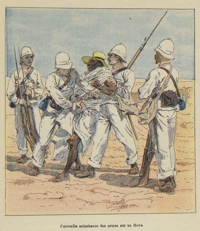 Patrol Seizing Weapons from a Hova by after Louis Charles Bombled