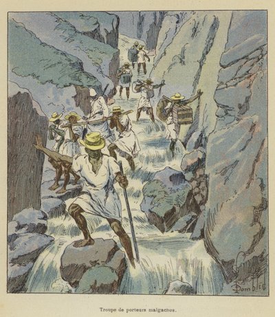 Troop of Malagasy Porters by after Louis Charles Bombled