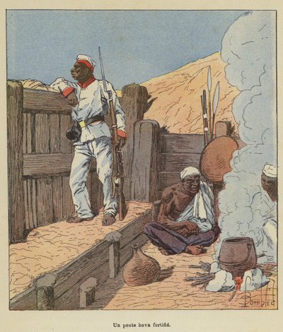 A Fortified Hova Post by after Louis Charles Bombled