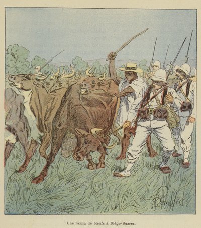 A Cattle Raid in Diego-Suarez by after Louis Charles Bombled
