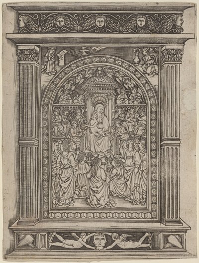 The Virgin and Child Enthroned, with Angels and Saints by after Maso Finiguerra