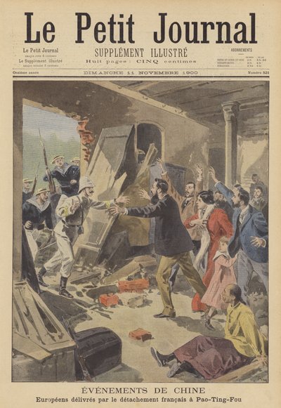 The Boxer Rebellion: Europeans rescued by a French detachment at Baoding by after Oswaldo Tofani