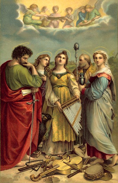 St Cecilia (chromolitho) by after Raphael