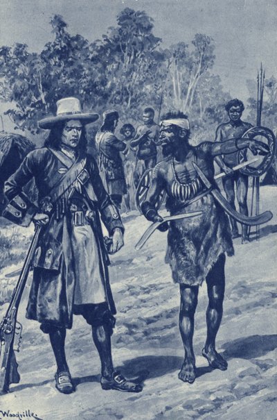 Captain William Dampier, Exploring the Western Coast of Australia, Sees a Boomerang for the First Time by after Richard Caton II Woodville