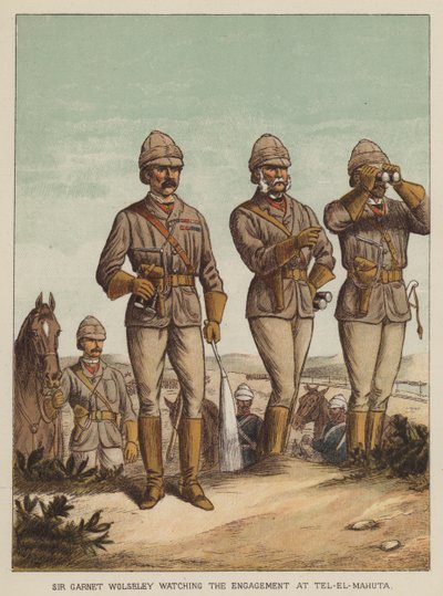 Sir Garnet Wolseley watching the engagement at Tel-El-Mahuta by after Richard Simkin
