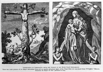 Introduction of Christianity Among the Indians of the River Plate Settlements, reproduced from dOvadlies Historia Relatione del Regno de Cile, pub. in 1646, from The Romance of the River Plate, Vol. I by Spanish School