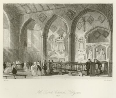 All Saints Church, Kingston, 1840 by after Thomas Allom