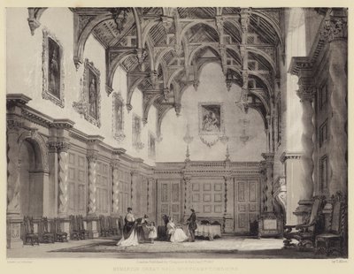 Burleigh Great Hall, Northamptonshire by after Thomas Allom