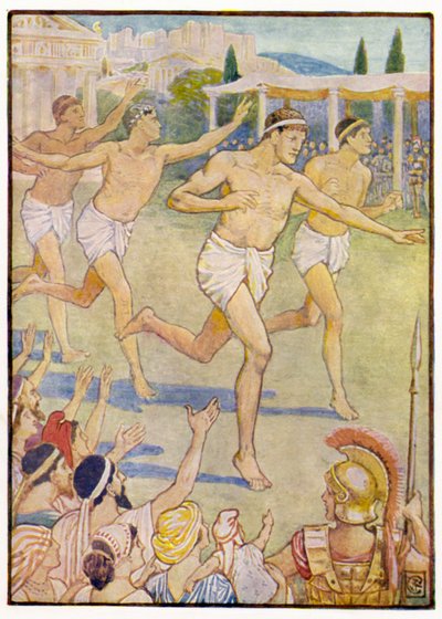 In the earliest times a simple foot-race was the only event by after Walter Crane