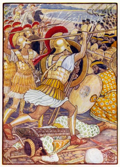 They crashed into the Persian army with tremendous force by after Walter Crane