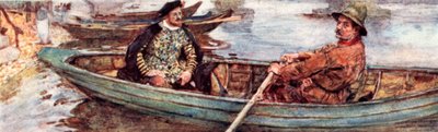 Shakespeare with a Waterman Being Rowed Down the Thames, London by after William Hatherell