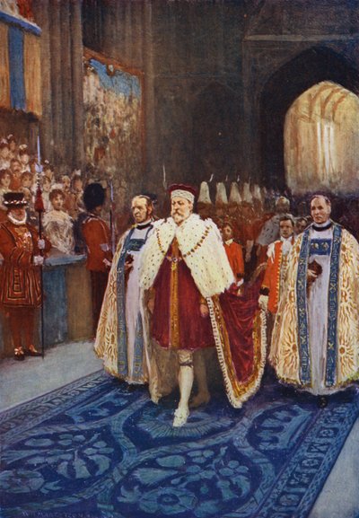 King Edward VII Entering Westminster Abbey on His Coronation by after William Henry Margetson