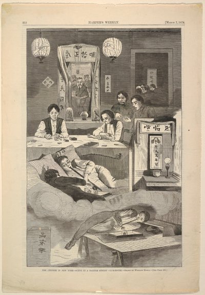 The Chinese in New York – Scene in a Baxter Street Club-House by after Winslow Homer