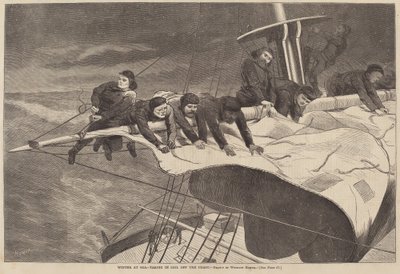 Winter at Sea - Taking in Sail Off the Coast by after Winslow Homer