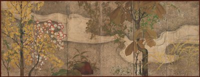 Autumn Trees and Grasses by a Stream by anonymous 
