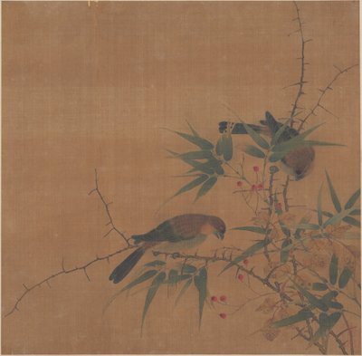 Bamboo Branch with Berries and Birds by anonymous 