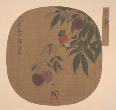 Bird on a Lychee Branch by anonymous 