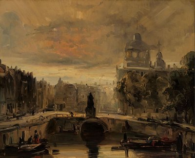 The Great Market in Rotterdam with the Statue of Erasmus by anonymous 
