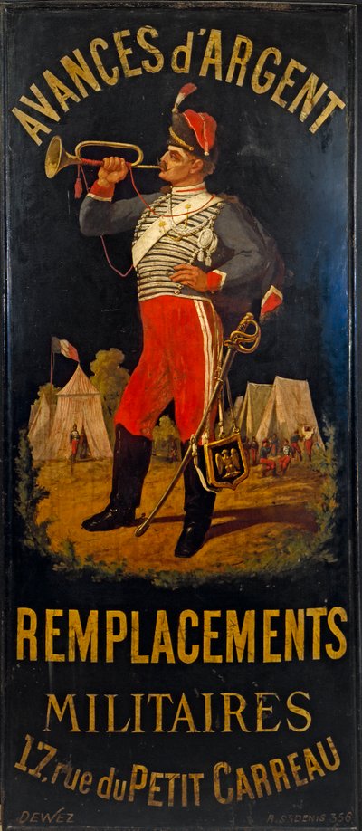 At the Hussar. Sign of a Military Replacement Office. 17 Rue des Petits-Carreaux, 11th Arrondissement, Paris by anonymous 