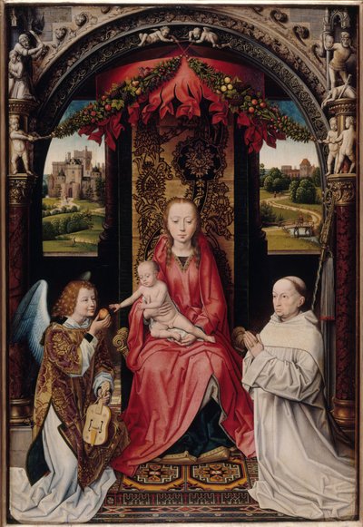 Virgin and Child with an Angel and a Donor by anonymous 