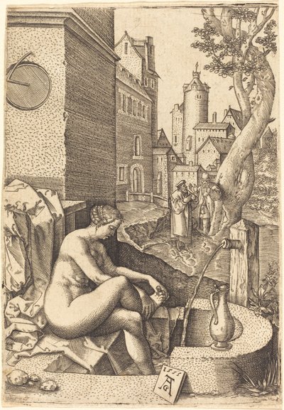Susanna Surprised by the Two Elders by anonymous Germany 16th Century after Heinrich Aldegrever