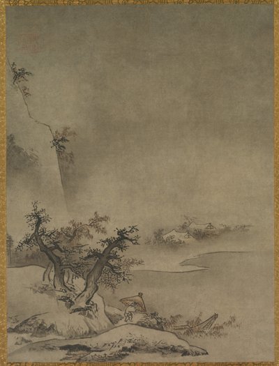 Chinese Servant Walking in the Rain by attributed to Gakuō Zōkyū