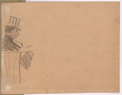 Right Profile of Man Wearing Tall Hat (verso) by attributed to Jean Louis Forain