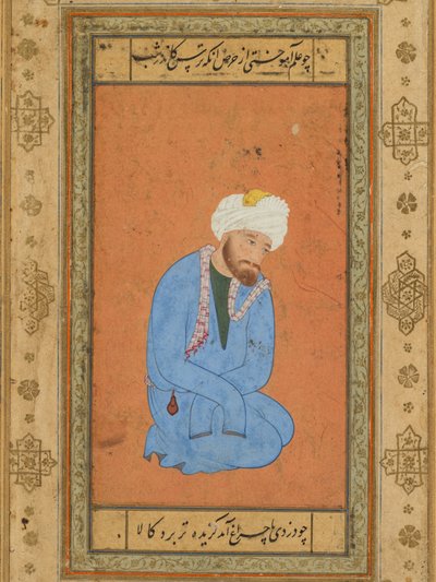Portrait of a Kneeling Holy Man, from the Prince Salim Album by attributed to Mir Sayyid Ali (Persian, active in India