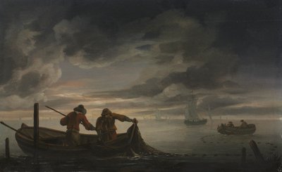 An Estuary Scene with Fisherman by attributed to Rafel Govertsz. Camphuysen