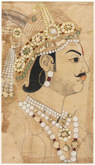Portrait of Maharaja Pratap Singh (1764–1803) by attributed to Sahib Ram