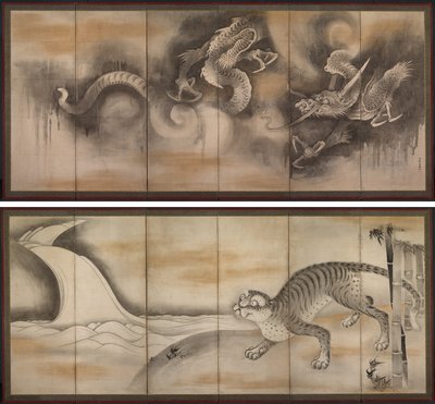 Dragon and Tiger by attributed to Soga Nichokuan