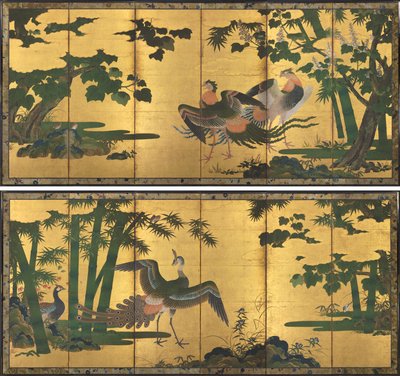 Peafowl and Phoenixes by attributed to Tosa Mitsuyoshi