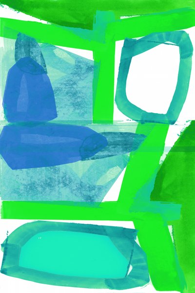 Green Blue Abstract Shapes by cartissi
