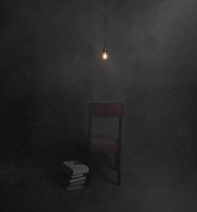 Dark Room Empty Chair by chenyi wang