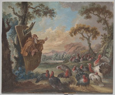 Monkey Preaching to Turkeys by circle of Christophe Huet