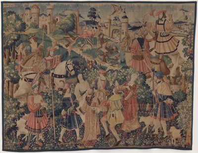 Hunting and Pastoral Scenes, with a bagpiper and dancers by design probably French 16th Century, Paris; woven in southern Netherlands or Paris in an undetermine workshop