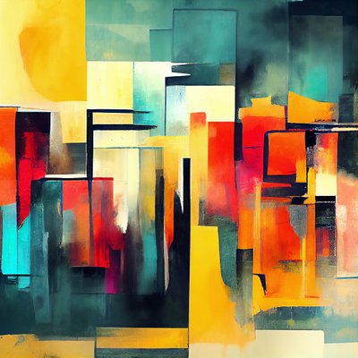 Abstract Shapes in Warm Colors Red & Orange by F. Abderrahim