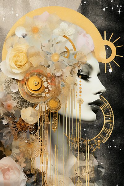 Gold & Pastel Coloring New Moon in Virgo by F. Abderrahim