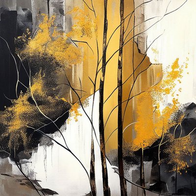 Golden Abstract Forest in Autumn by F. Abderrahim