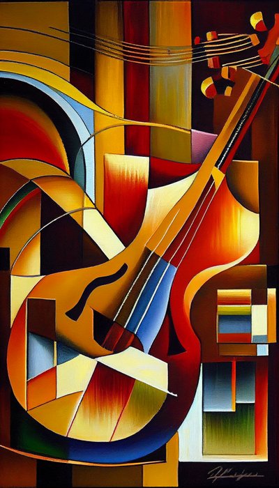 Musical Instrument, Abstract Painting by F. Abderrahim
