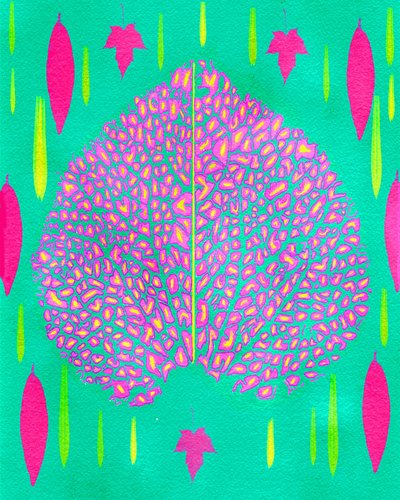 Neon Botanical Leaf by giovanna nicolo