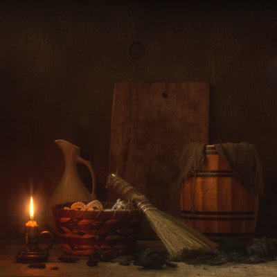 Rustic Candle Still Life by magnola