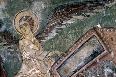 Frescoes with angel in Church of Metamorphosis tou Sotiros, Kefali, Crete, Greece by Theodore Charles Ange Coquelin