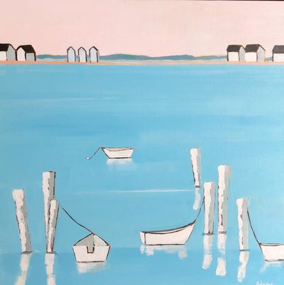 Calm Coastal Boats by phyllis adams