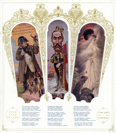 French Military Training, Caricature of King Haakon VII of Norway, and Moroccan Immigrants in France by pseudonym for Onfray de Breville Jacques Job
