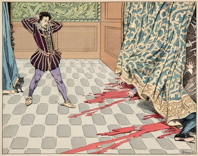 Illustration from the Book Le Bon Roy Henri, Illustrated by Jacques Marie Gaston Onfray de Breville dit JOB: On the Day of Saint Barthelemy, His Two Friends, Segur and La Rochefoucauld are Killed Before His Eyes by pseudonym for Onfray de Breville Jacques Job