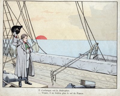 Napoleon on board HMS Bellerophon 1815 (lithograph by Job from Le Grand Napoleon des Petites Enfants) by pseudonym for Onfray de Breville Jacques Job