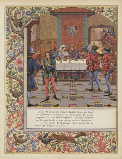 The Duke of Burgundy providing a sumptuous feast for Louis, Dauphin of France by pseudonym for Onfray de Breville Jacques Job
