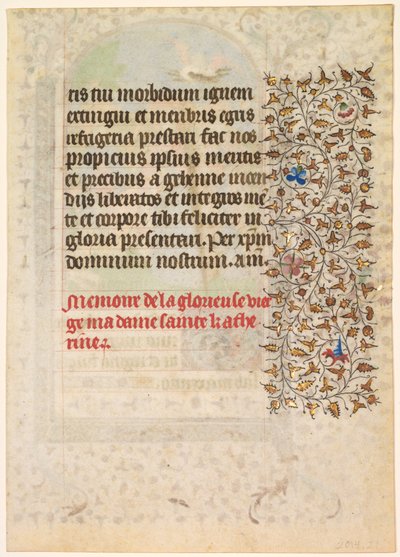 Leaf from a Book of Hours: Text (verso) by workshop of Boucicaut Master